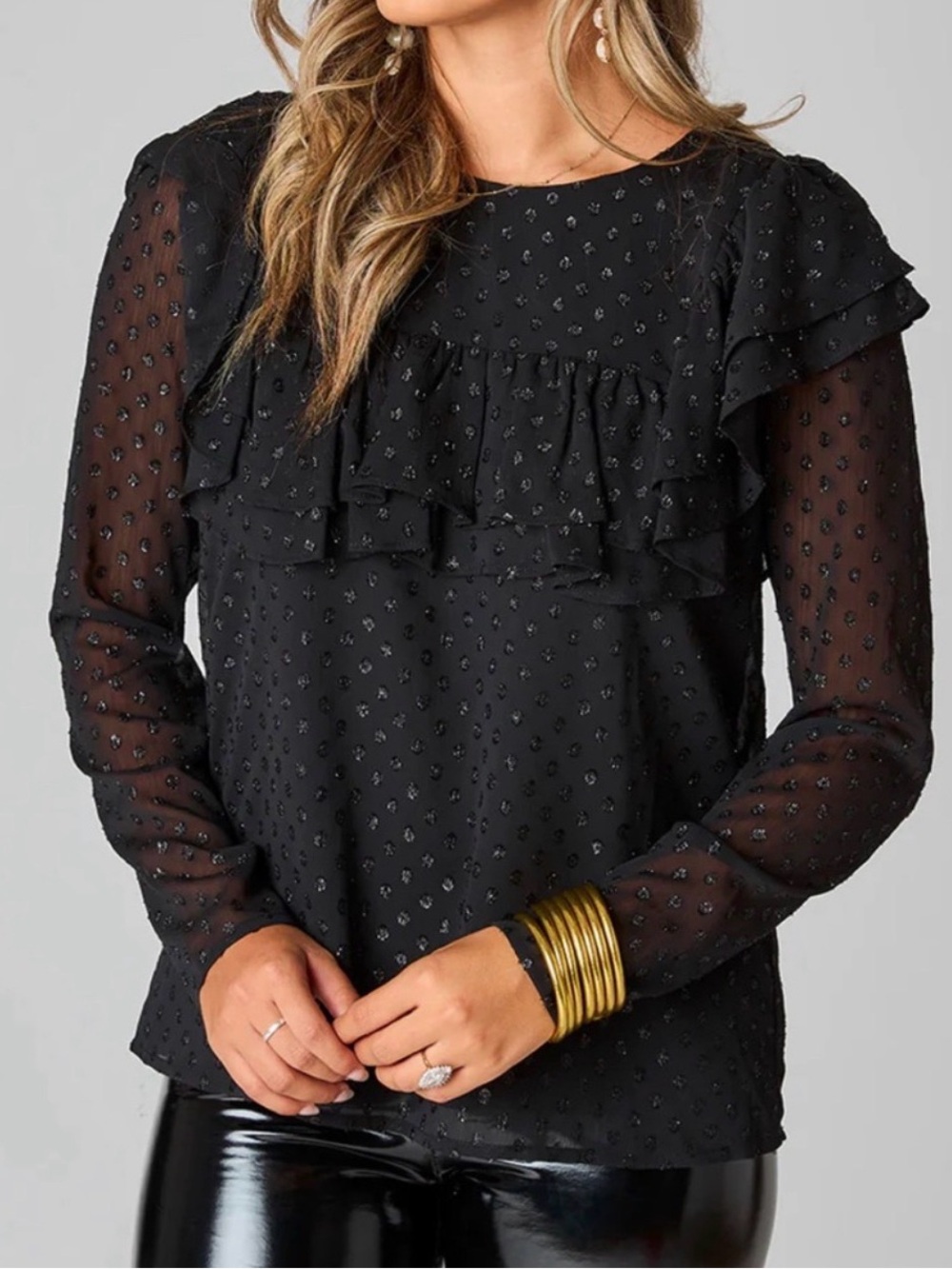 Buddy Love Black Prairie Ruffle Top